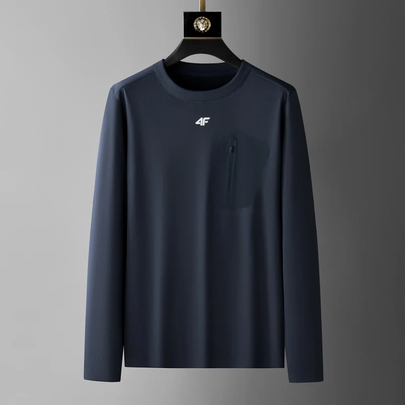 Men's new round neck Tshirt light luxury brand exquisite embroidery high-quality fashionable comfortable casual long sleeved top