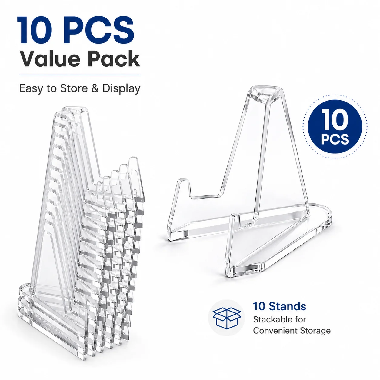 10PCS Clear Acrylic Mini Display Stands for Sports Cards, Graded Cards, Coins, Photos and Small Collectibles