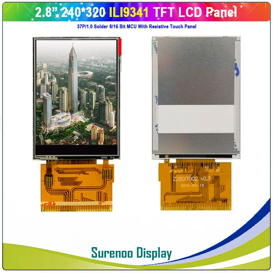 Imagem -03 - Polegadas 240*320 37p 1.0 16 Bit Paralelo Mcu Tft Lcd Módulo Display Tela Lcm Ili9341 w Painel de Toque Resistive 2.8