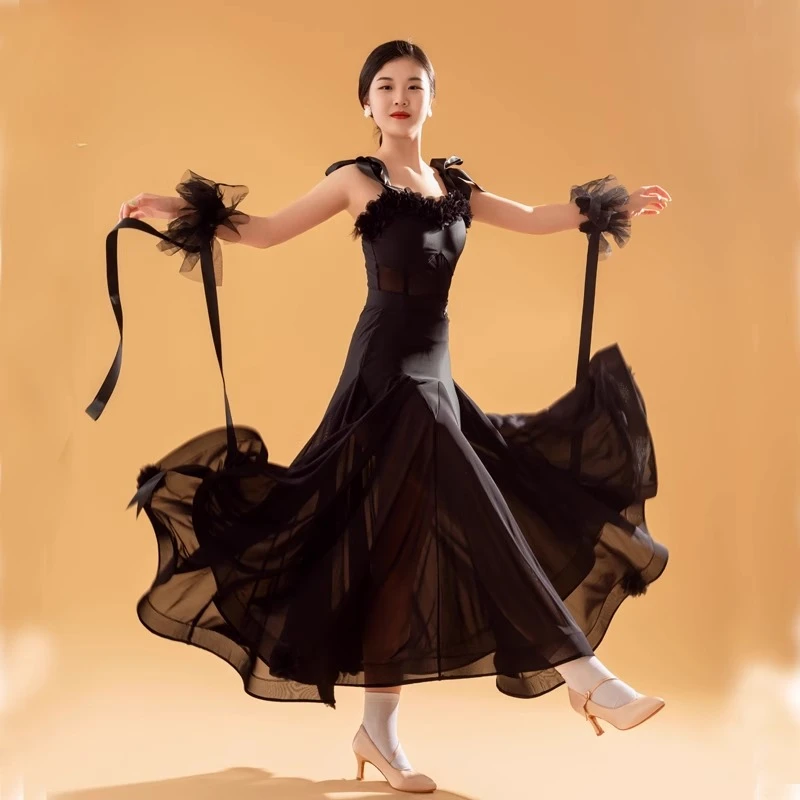 فستان مسابقة الفالس الحديث اللاتيني الجديد لعام 2025 للممارسة الاجتماعية للأطفال تنورة طويلة للفتيات #1