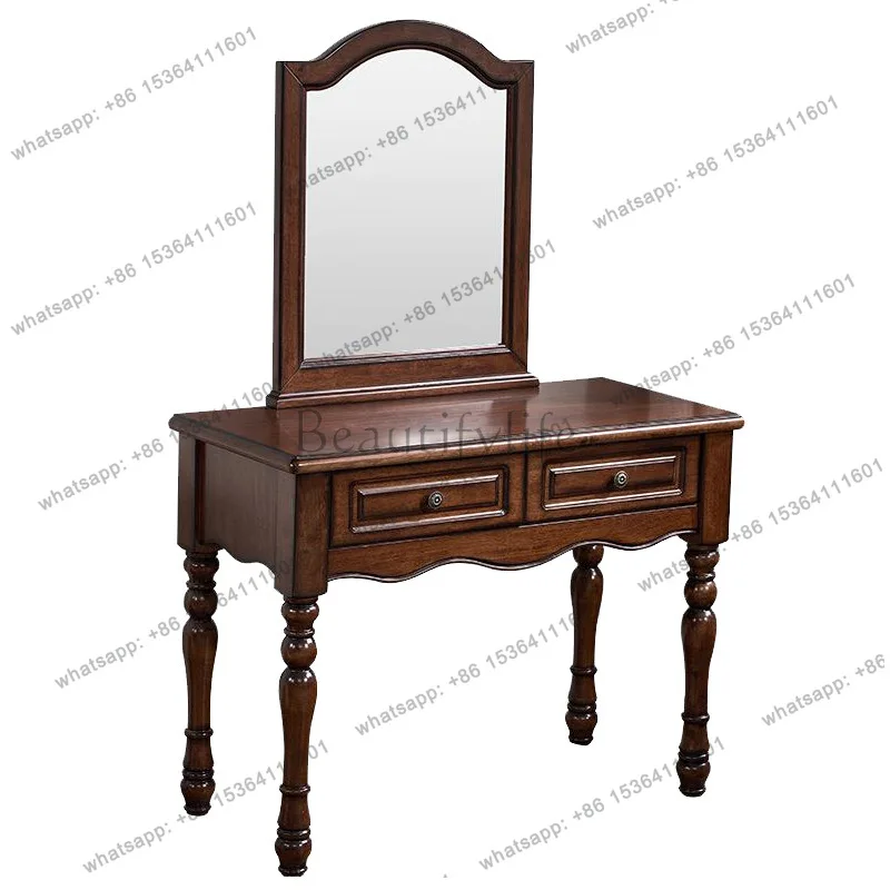 

Mahogany core wood American dressing table all solid wood simple retro dressing table mirror