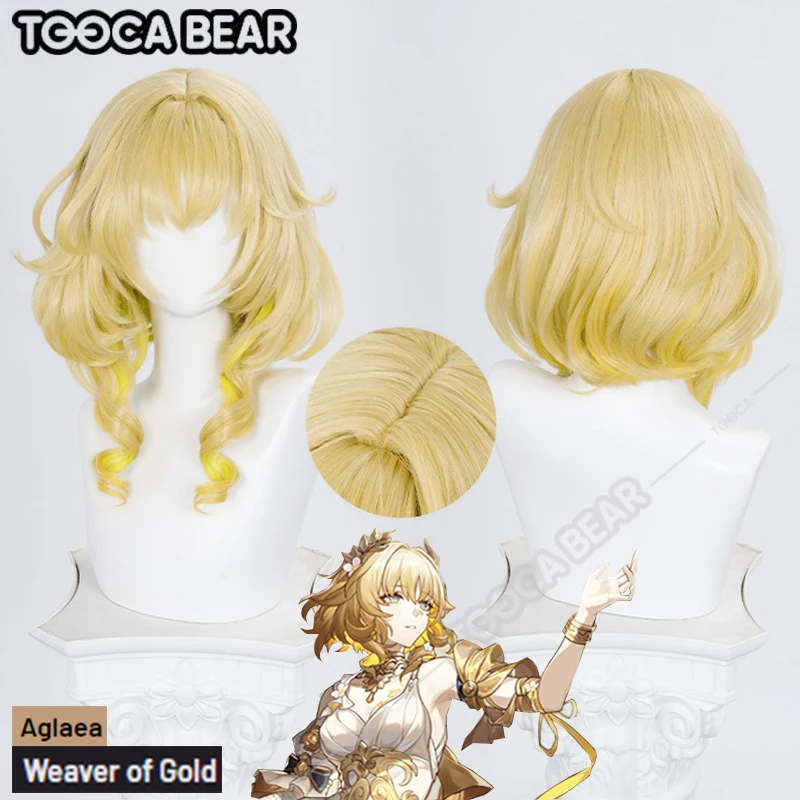 Aglaea Cosplay Wig Game Honkai Star Rail Blonde Gradient Hair Weaver of Gold Heat-resistant Fiber Hair+Free Wig Cap Halloween