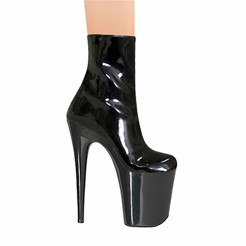 

8 Inch Sexy Ankle Boots 20cm High-Heeled Shoes Crystal Boots Platform Round Toe Steel Pipe Dance Plus Size Shoes