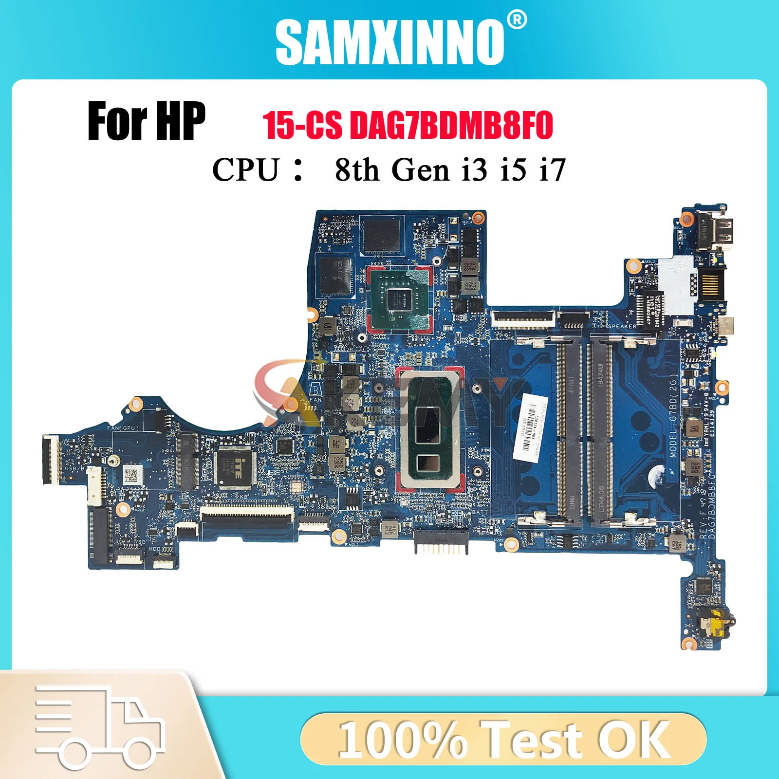

DAG7BDMB8F0 For HP Pavilion 15-CS 15T-CS Laptop Motherboard With i3 i5 i7 8th Gen CPU MX150 2G L34174-601 L34174-001