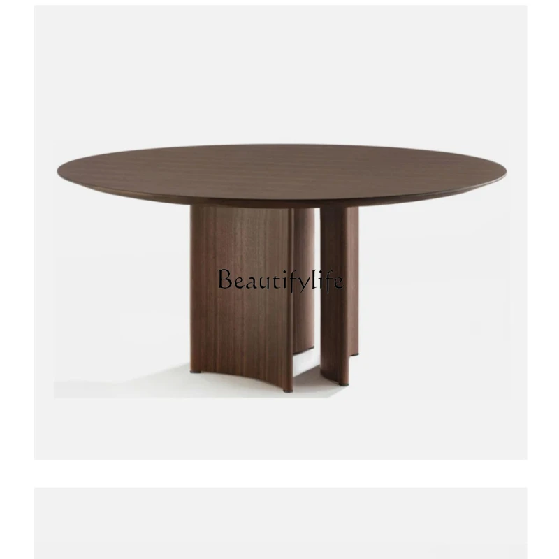 

Dining table North American black walnut wabi-sabi Italian restaurant medieval round table