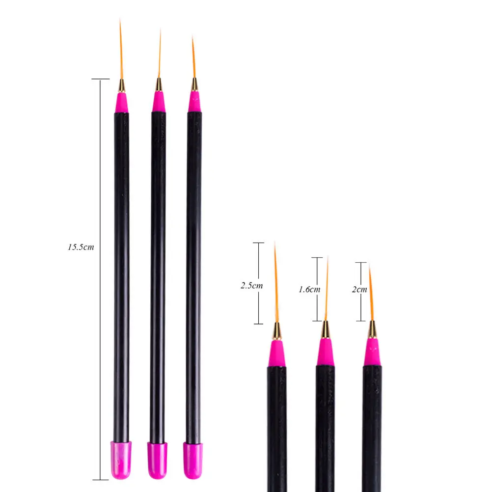 3pcs Nail Art Pen Brush Pen Tools Dotting Painting Liner Polish Brush Tool Striping Liner For Professional Art Nail Maker