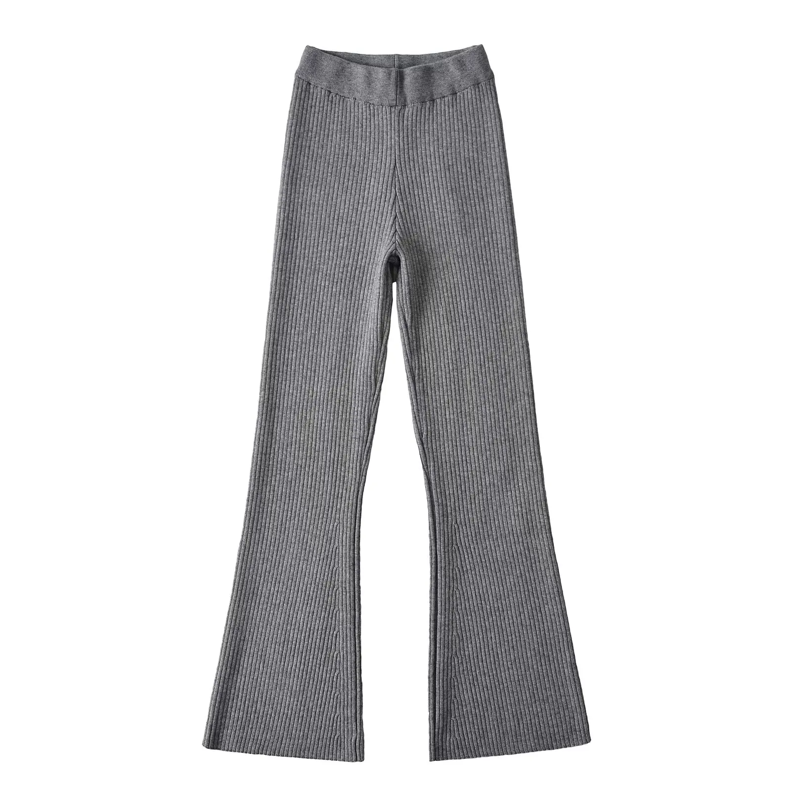 Pantaloni svasati a vita alta Street Sle Pantaloni casual a gamba larga lavorati a maglia da donna Pantaloni lunghi dimagranti elastici primaverili