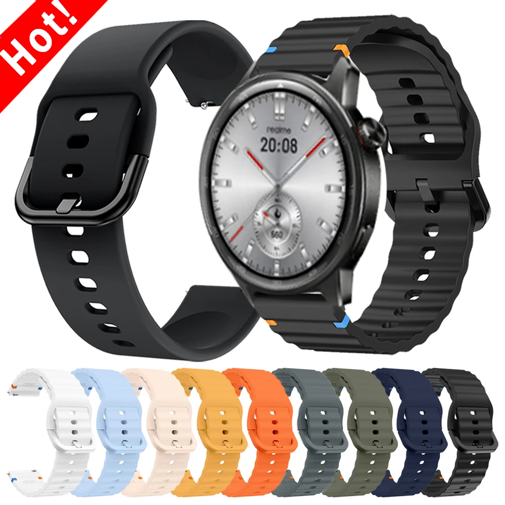 22 mm gewelltes, genähtes Armband für Realme Watch S2/3/2/S Pro. Bequem zu tragen. Für SUUNTO RACE 2 Silikonarmband-Ersatz