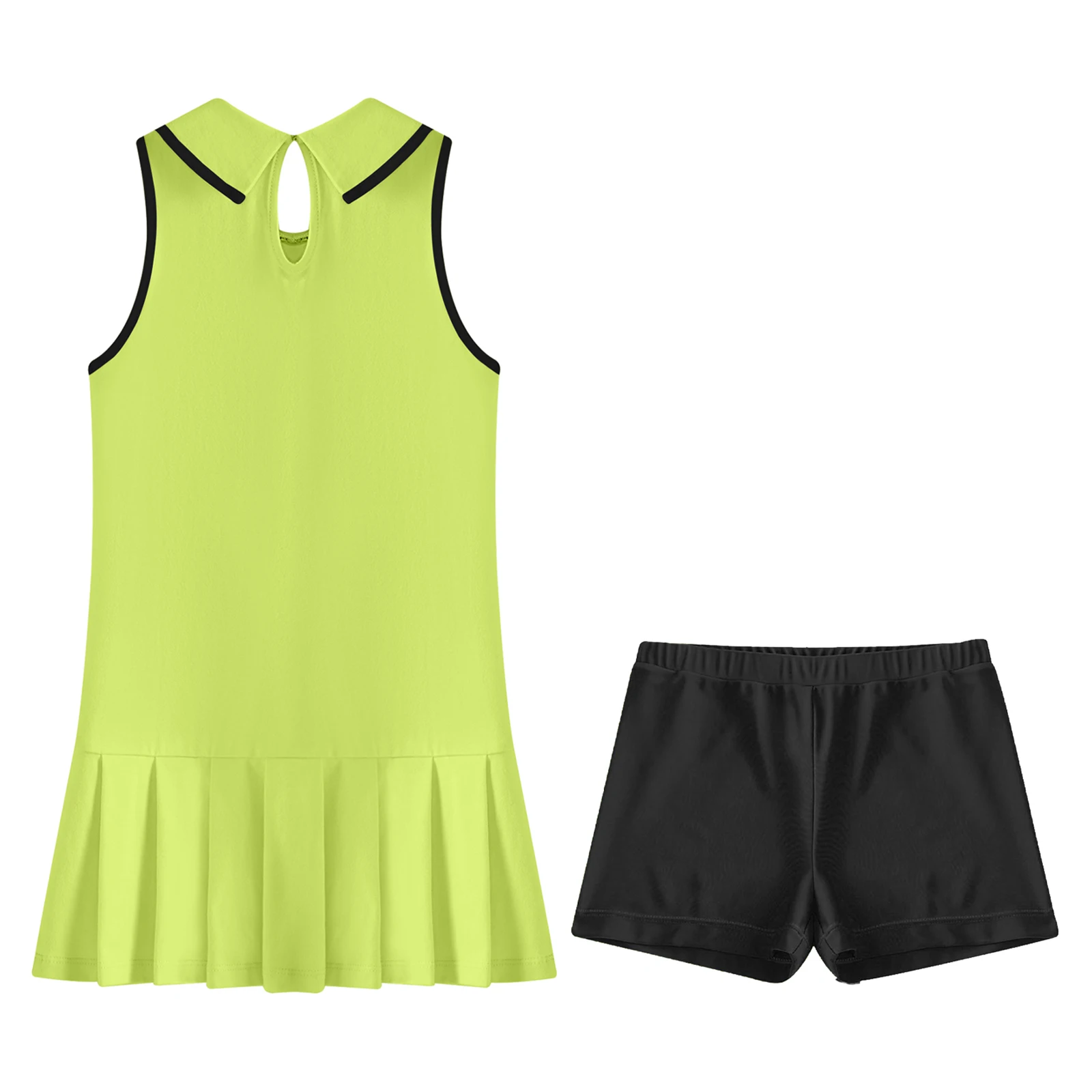 Bambini ragazze Sport abito pieghettato senza maniche Tennis Golf palestra abiti con pantaloncini Set per Yoga Badminton corsa escursionismo