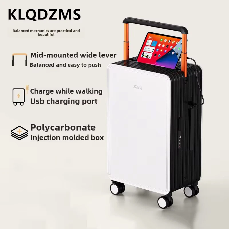 KLQDZMS ABS + equipaje de PC 20 "24" 26 pulgadas cubierta de carrito de gran capacidad maleta de embarque para hombre maleta de cabina multifuncional con carga USB