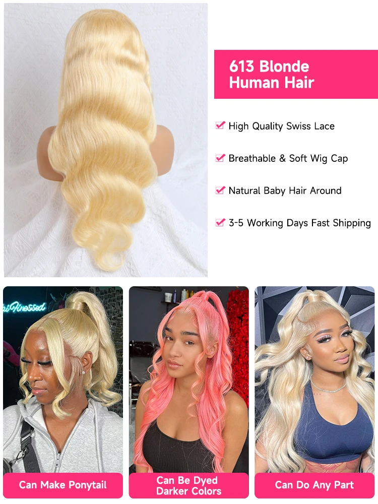 613 Honey Blonde 360 Lace Wigs Human Hair Pre Plucked Body Wave Lace Front Wig 13x4 13x6 Lace Front Frontal Wigs for Black Women image 3