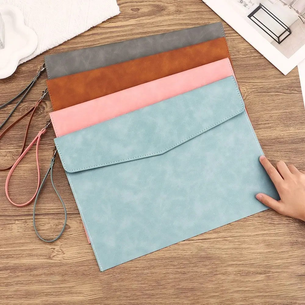 حقيبة مستندات جلدية محمولة مقاس A5 بسعة كبيرة مع مقبض مجلد ملفات مقاوم للماء حقيبة أعمال منظم مكتب #4