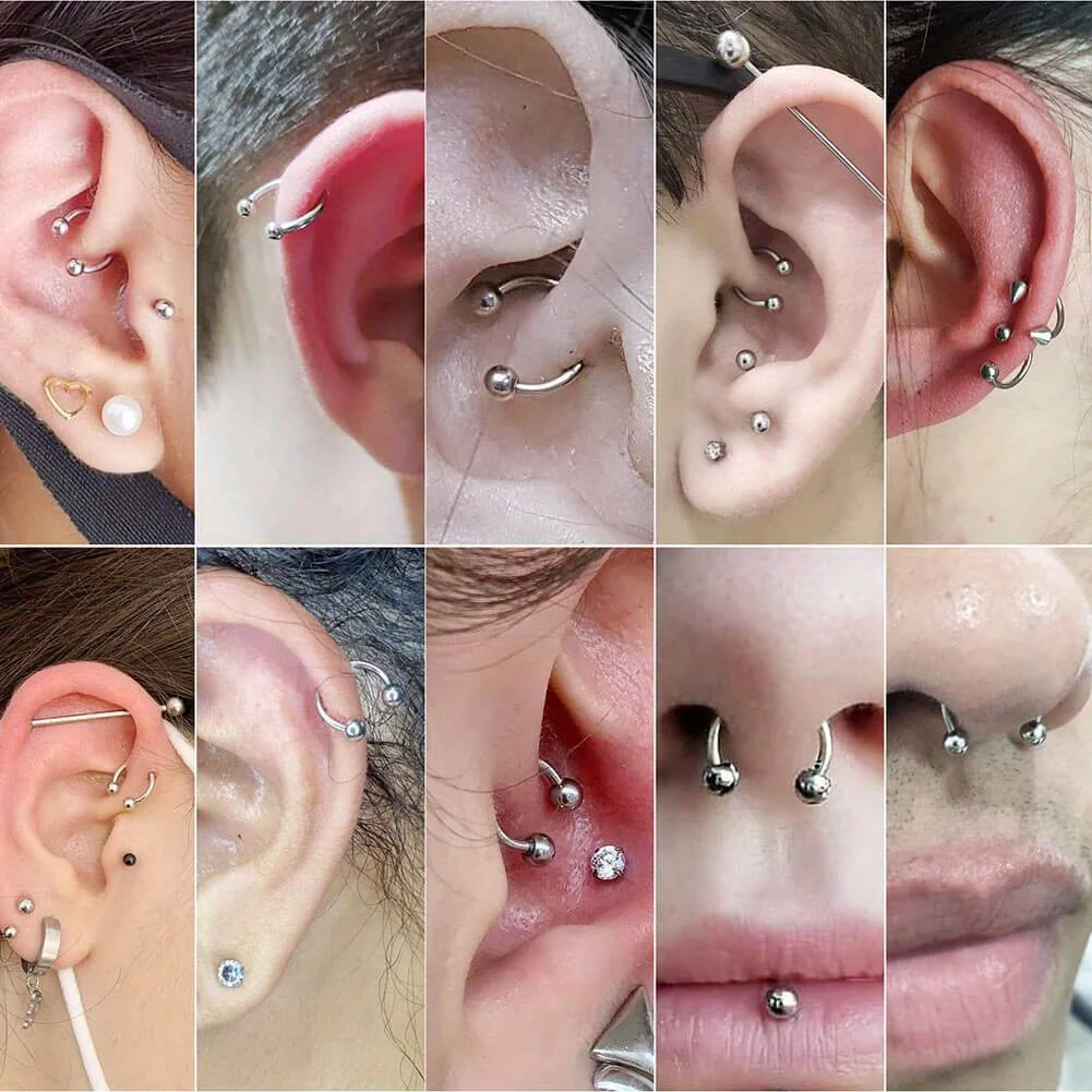 16G 2pcs التيتانيوم حذاء الخيل حلقة حزمة 8/10 / 12mm ، هدايا للمرأة #6