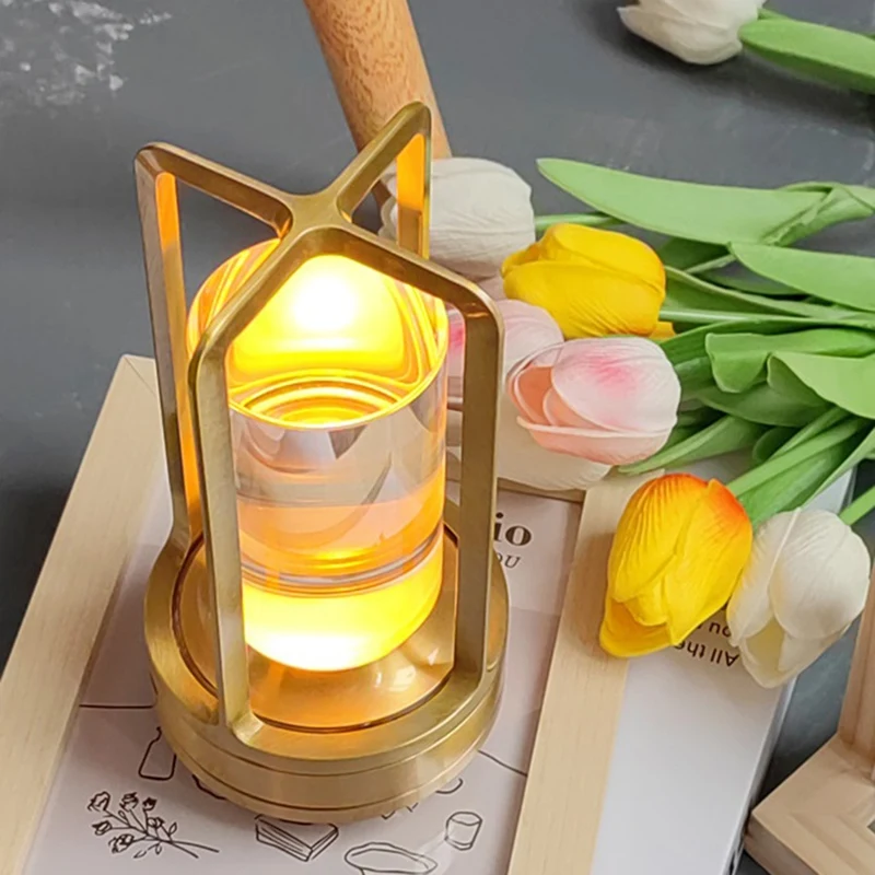 AB46-LED Table Lamp Rechargeable Touch Night Light Bedroom Bedside Table Lamp Restaurant Decorative Lamp
