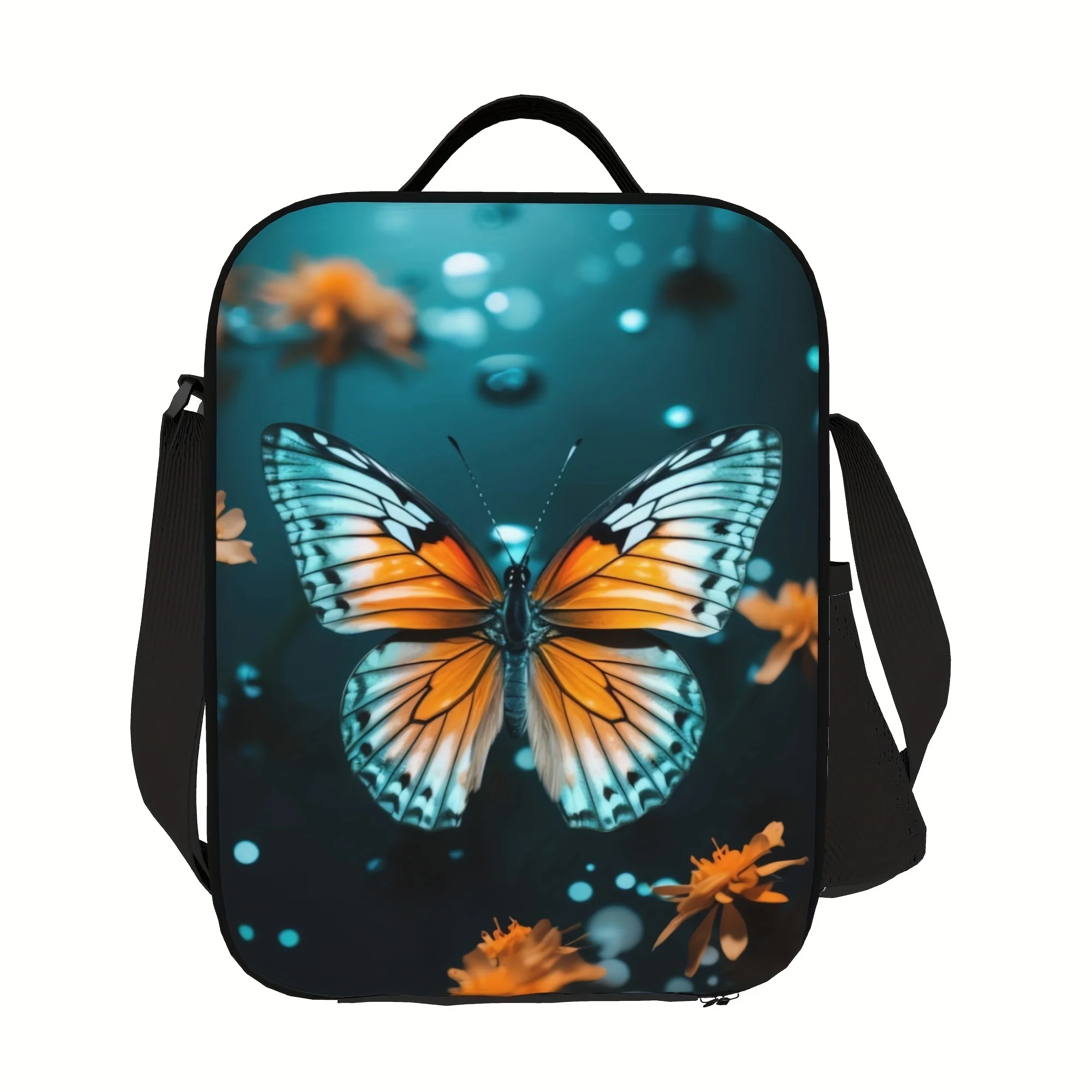

1pc Butterfly Print Insulated Lunch Bag, Portable Reusable Cooler Tote for Camping, Picnic, Beach Essentials, Home,