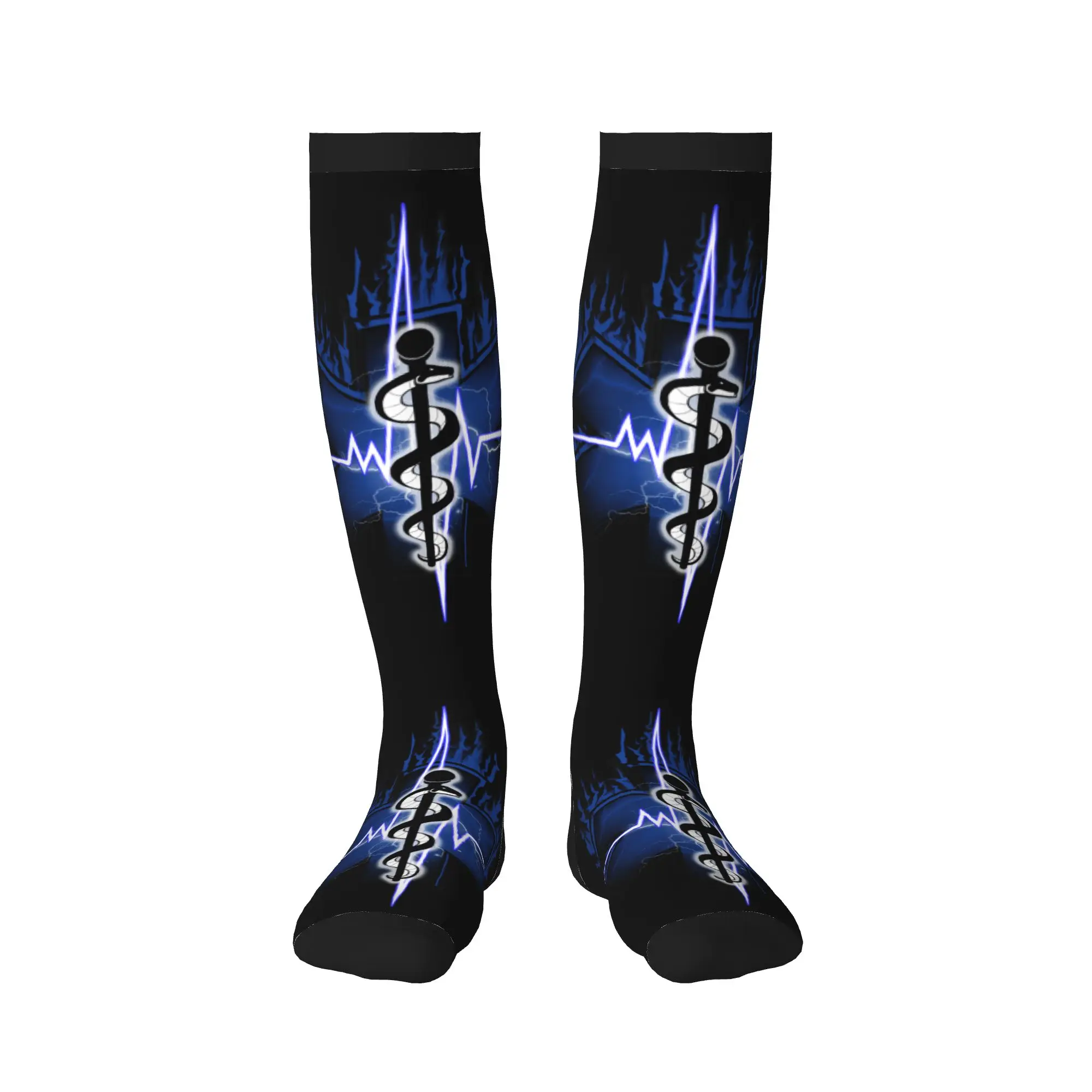 Fashion Emt Star Of Life Logo Socks Women Men Warm 3D Print Paramedic Health Care Sports Basketball Sports Compression Socks view 2