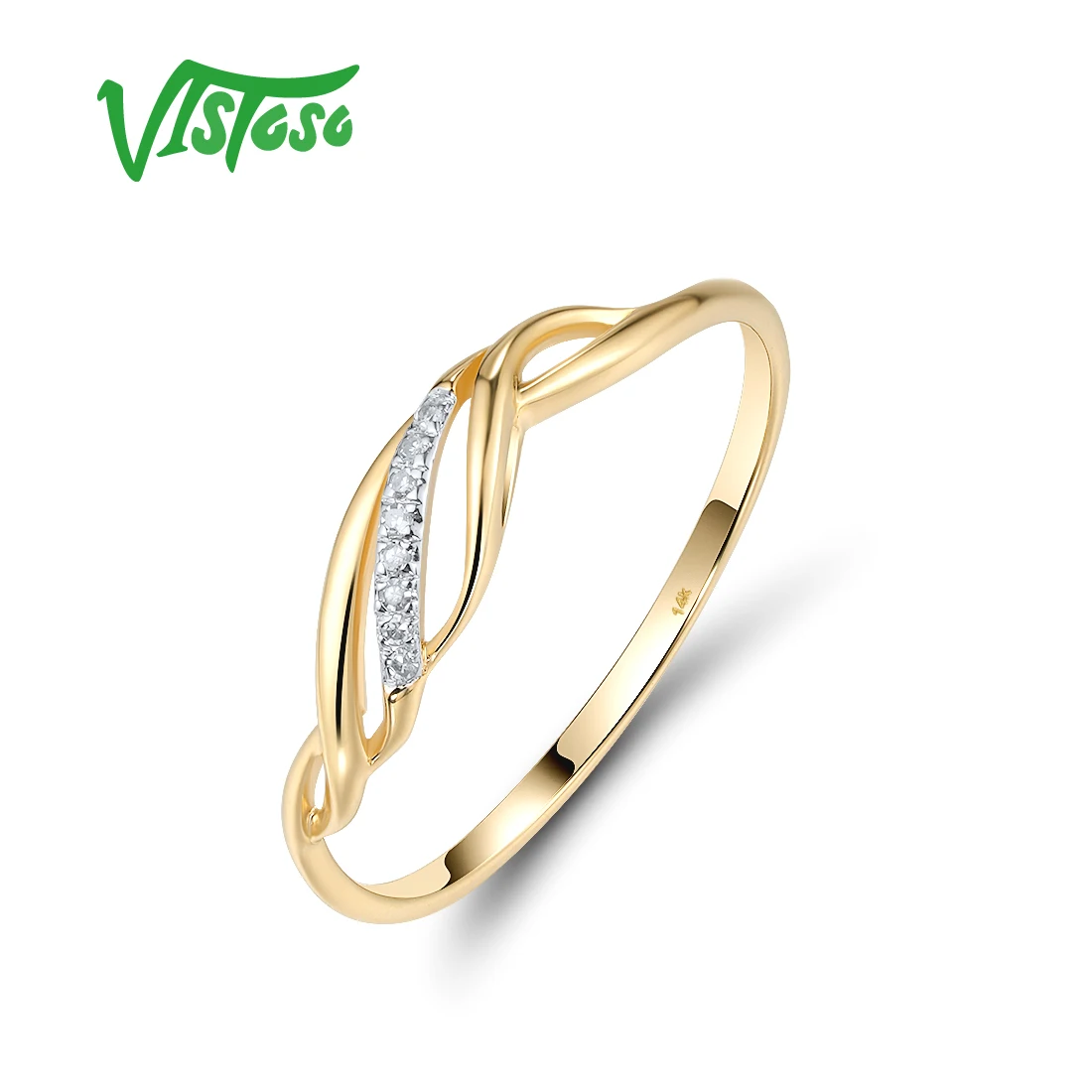 

VISTOSO Authentic 14K 585 Yellow Gold Ring For Women Sparkling Diamond Elegant Daily Wear Wedding Engagement Trendy Fine Jewelry