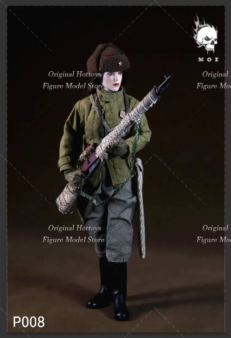 MOETOYS P008 1/6 Scale Women Soldier Soviet Snow Assault Female Sniper World War II Officer Full Set 12'' Action Figure Model