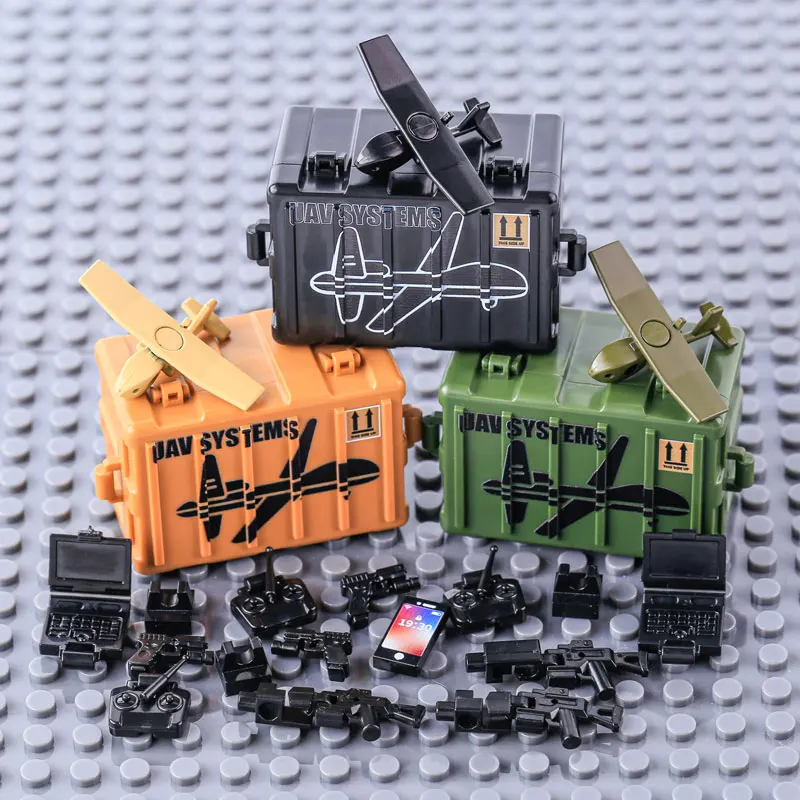 MOC Military Soldiers Drone Building Blocks Accessories Soldiers SWAT Accessories Computer Weapons Box Bricks Toys Kids Gift