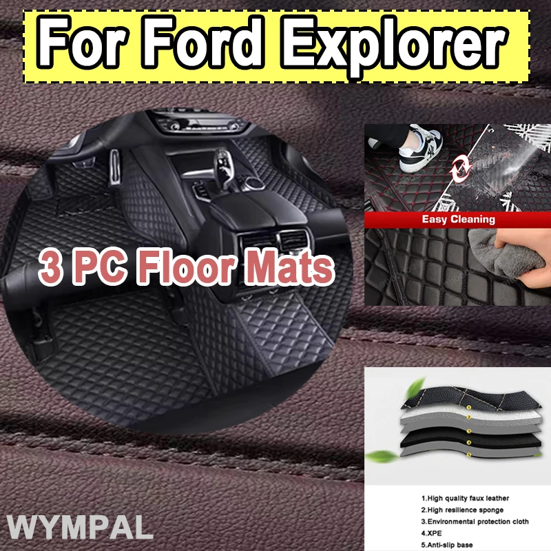 

Роскошный автомобильный коврик для Ford Explorer Classic U502 7seat 2016 ~ 2019 Коврики Кожаный напольный коврик Автомобильный нескользящий коврик Водонепроницаемые подушечки полные