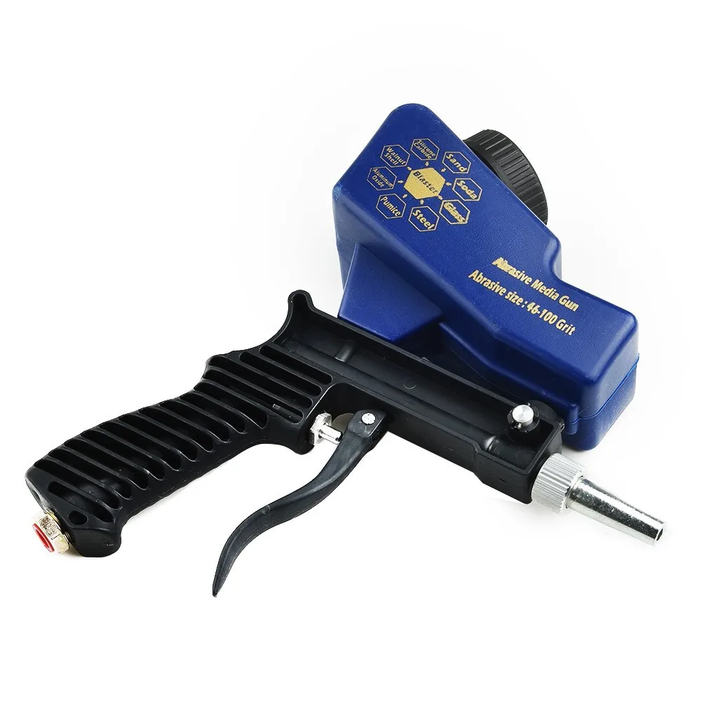 Blue Portable Sand Blaster, Adjustable Sand Blasting Flow, Diamond and Glass Beads Compatible, 600cc Tank Capacity