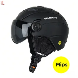 MOON-Adjustable Headlock Snow Helmet for Adults, Ski Helmet with Visor ,mips helmet is warm and comfortable,Anti-fog goggles