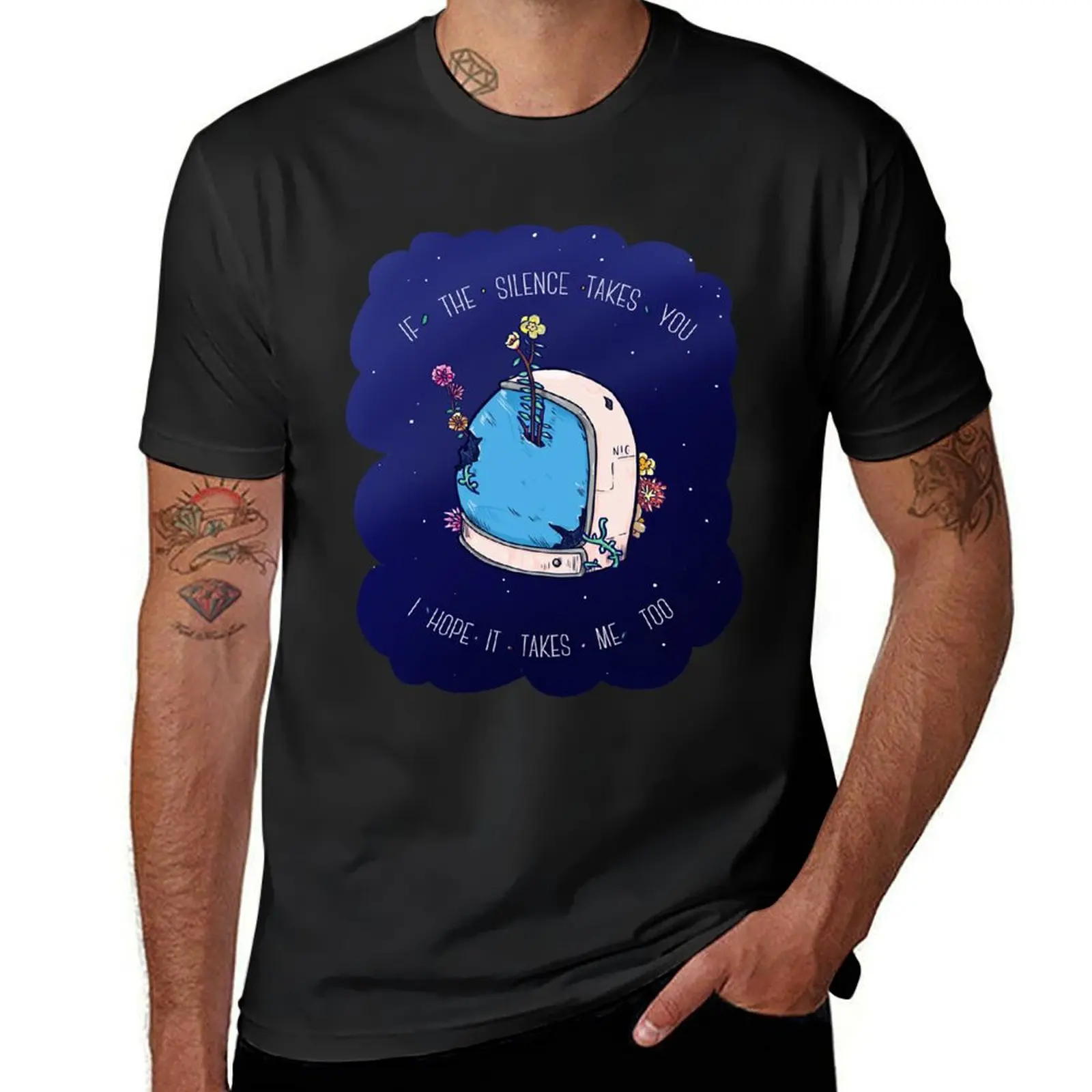 Silent Astro Night T-Shirt oversizeds kawaii clothes tshirts for men