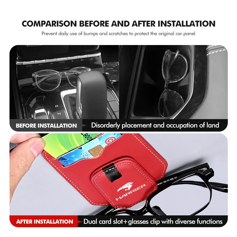 سيارة الشمس قناع نظارات كليب حامل النظارات الجلدية تخزين لتويوتا هارير 30 60 80 XU30 XU60 XU80 2022 2023 #3