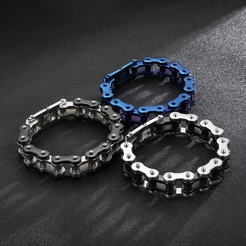 Fongten 22mm Stainless Steel Bracelet For Men High Quality Bicycle Motorcycle Chains Heavy Bracelets Bangle Cool Men Jewelry