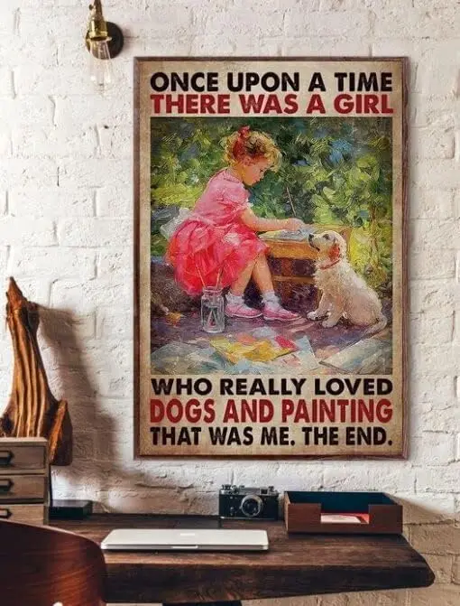 Metal tin Sign Plaque There was A Girl Who Really Loved Dogs and Painting Metal Tin Signs Vintage Aluminum Sign Retro Metal Tin
