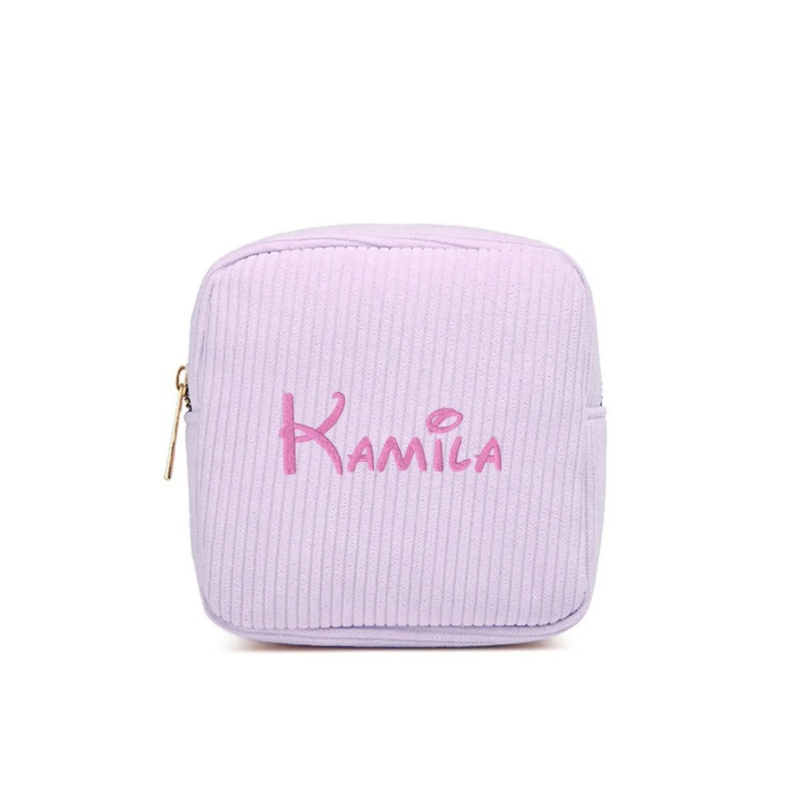 Gepersonaliseerde borduurwerk corduroy effen kleur cosmetische verandering sieraden maandverband opbergtas ultra duurzaam draagbaar etui