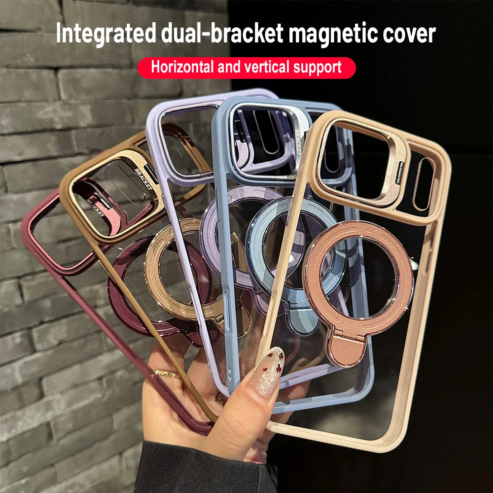 Coque de téléphone magnétique MagSafe pour iPhone 17 Pro Max 16 14 Pro 15 Plus 13 12 11 avec protection d'objectif transparente antichoc