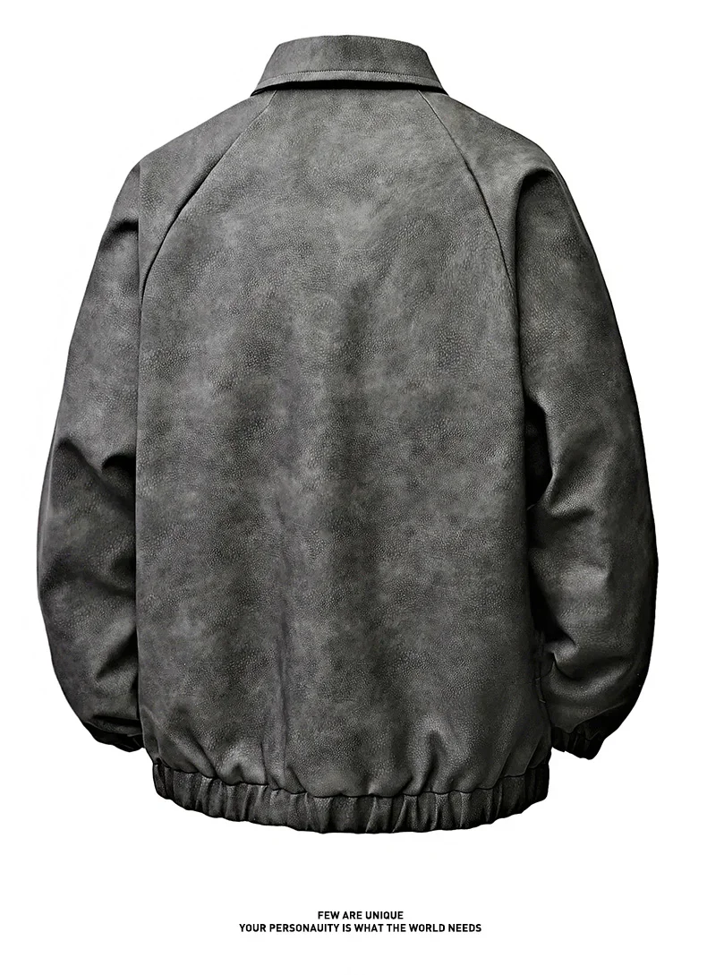 Faux Leather Workwear Jacket Men Autumn Winter 8XL Oversized PU Leather Jackets Men's Lapel Motorcycle American Streetwear Men