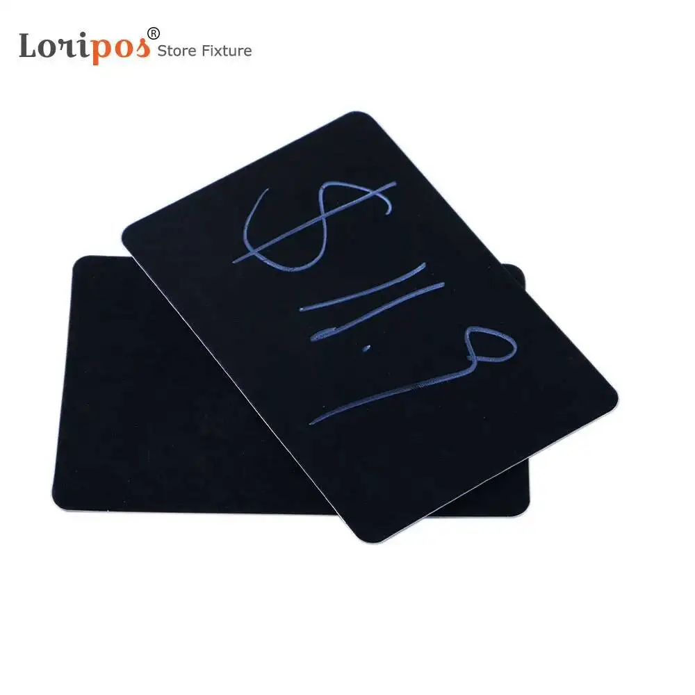 POP Hard Black Cardboard Card Paper Price Label 9x5.4cm Reuse Wipe Cleanable White Waterborne Pen Store Advertising Promotion