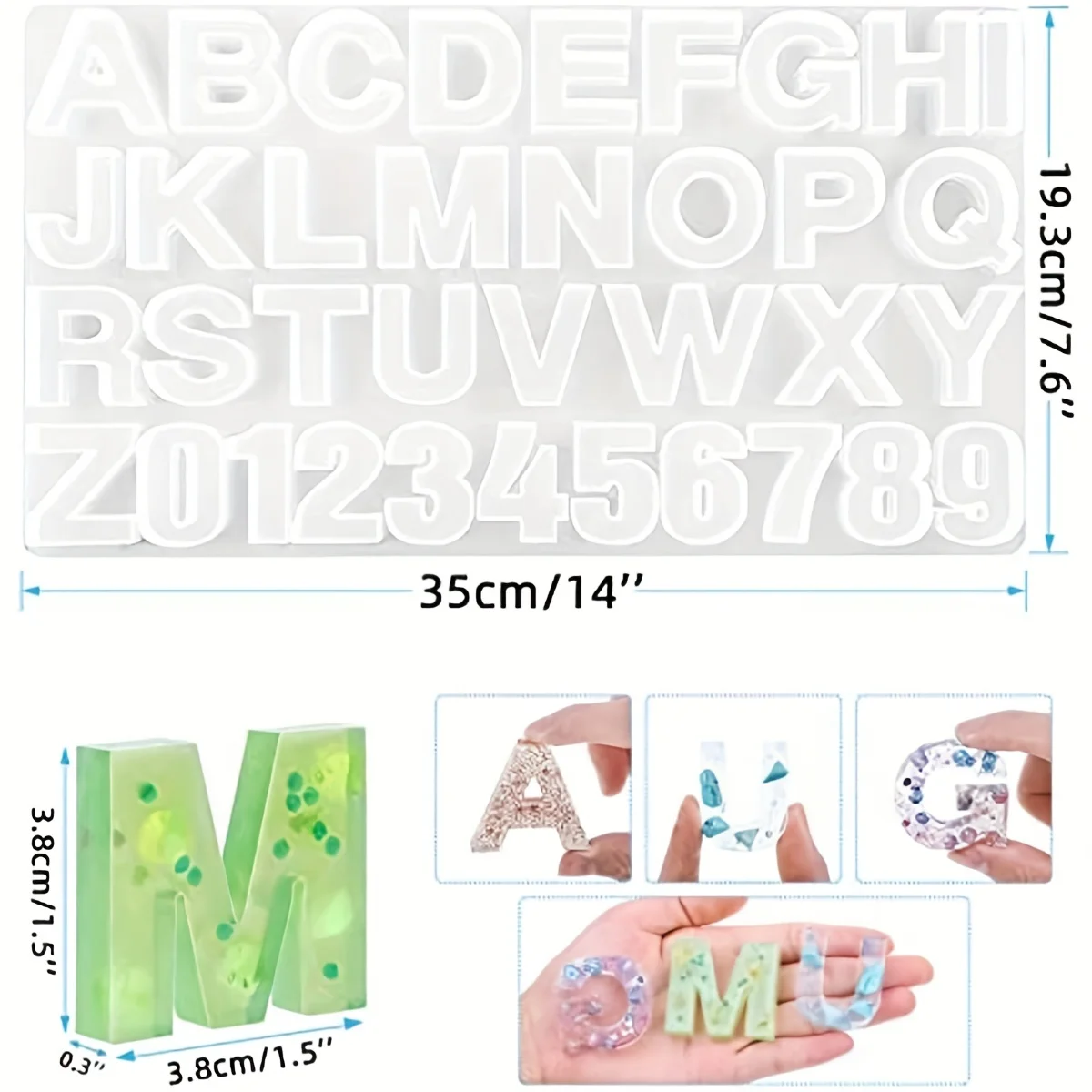 Silicone Alphabet Resin molds, Digital Alphabet Jewelry, Silicone Resin molds, Chocolate Alphabet molds, for DIY Craft Casting