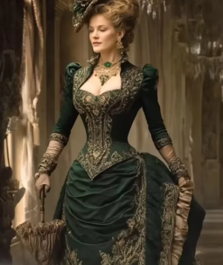 18th Century Green Evening Dress Hunter Green Victorian Ball Gowns Embroidered Corset Elizabeth Evening Gowns Customised