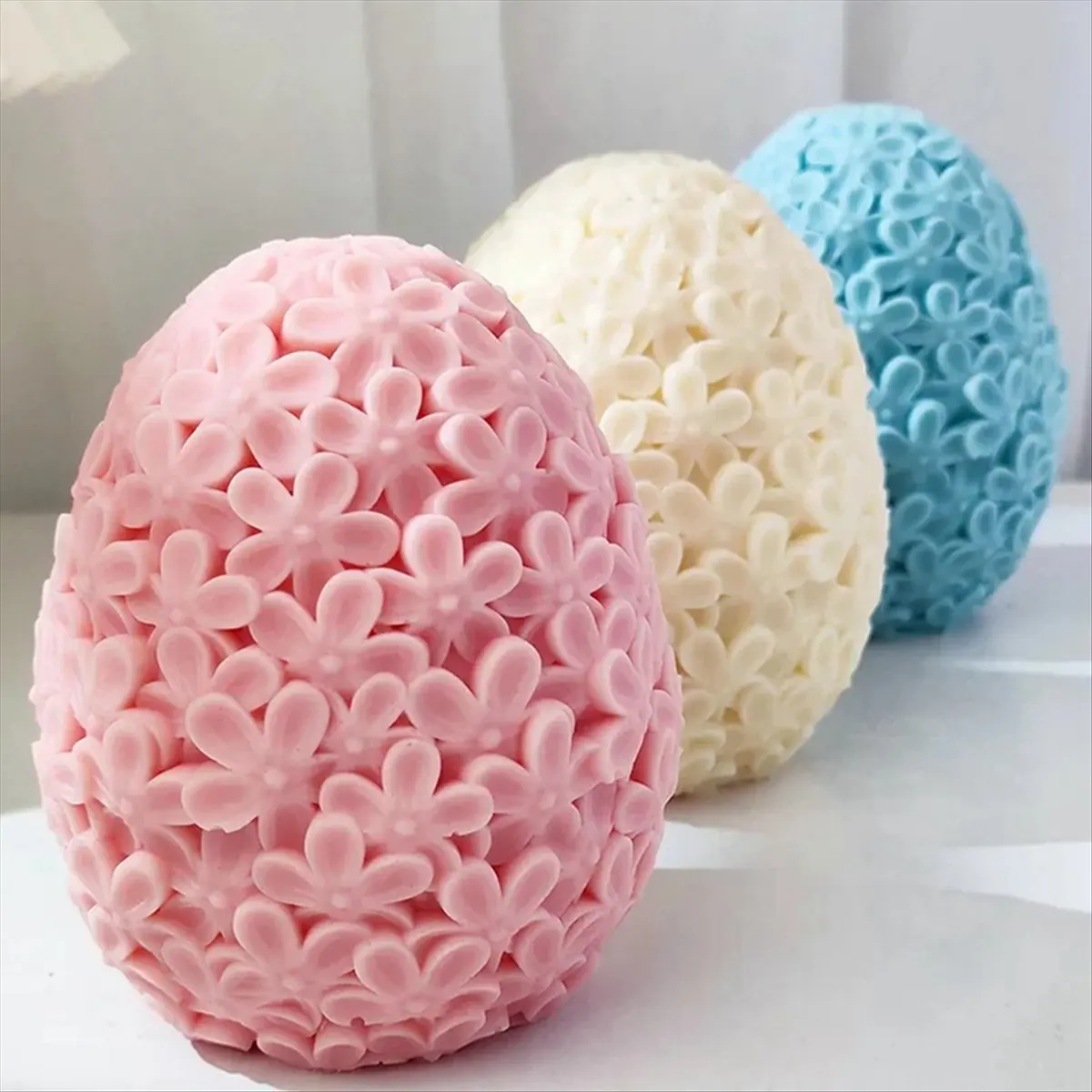 FOR HOME Carving Flower Egg Silicone Candle Mold Catharanthus Ball Soap Resin Plaster Mould Chocolate Cake,S