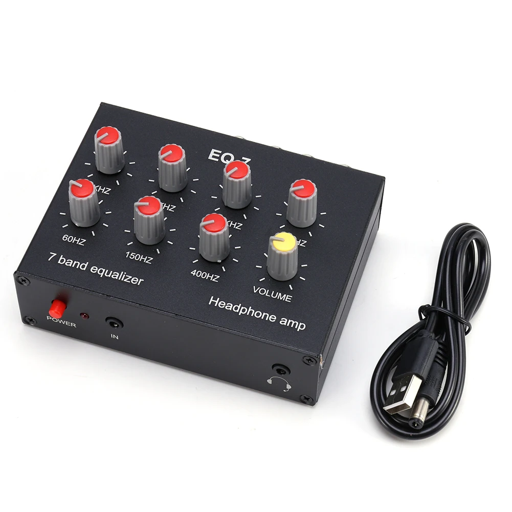 7 الفرقة معادل الصوت EQ 3.5 مللي متر جاك ثنائي القناة الصوت مكبر صوت أحادي 12dB عالية باس تعديل لعبة الهاتف المحمول وحدة التحكم
