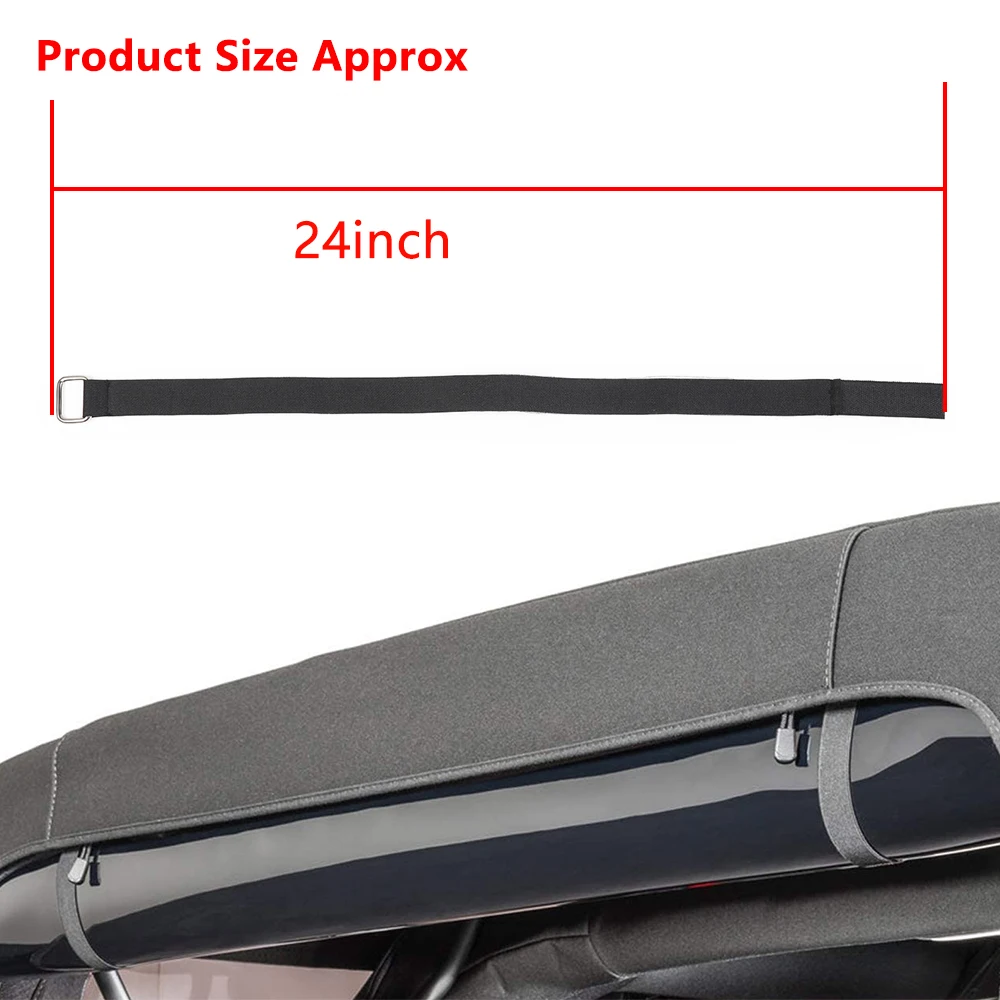 2 pz/set Car Soft Top Snap Tie Down lunotto posteriore Roll Up Strap per Jeep Wrangler JK 2007-2017 Tie Rope accessori interni nero