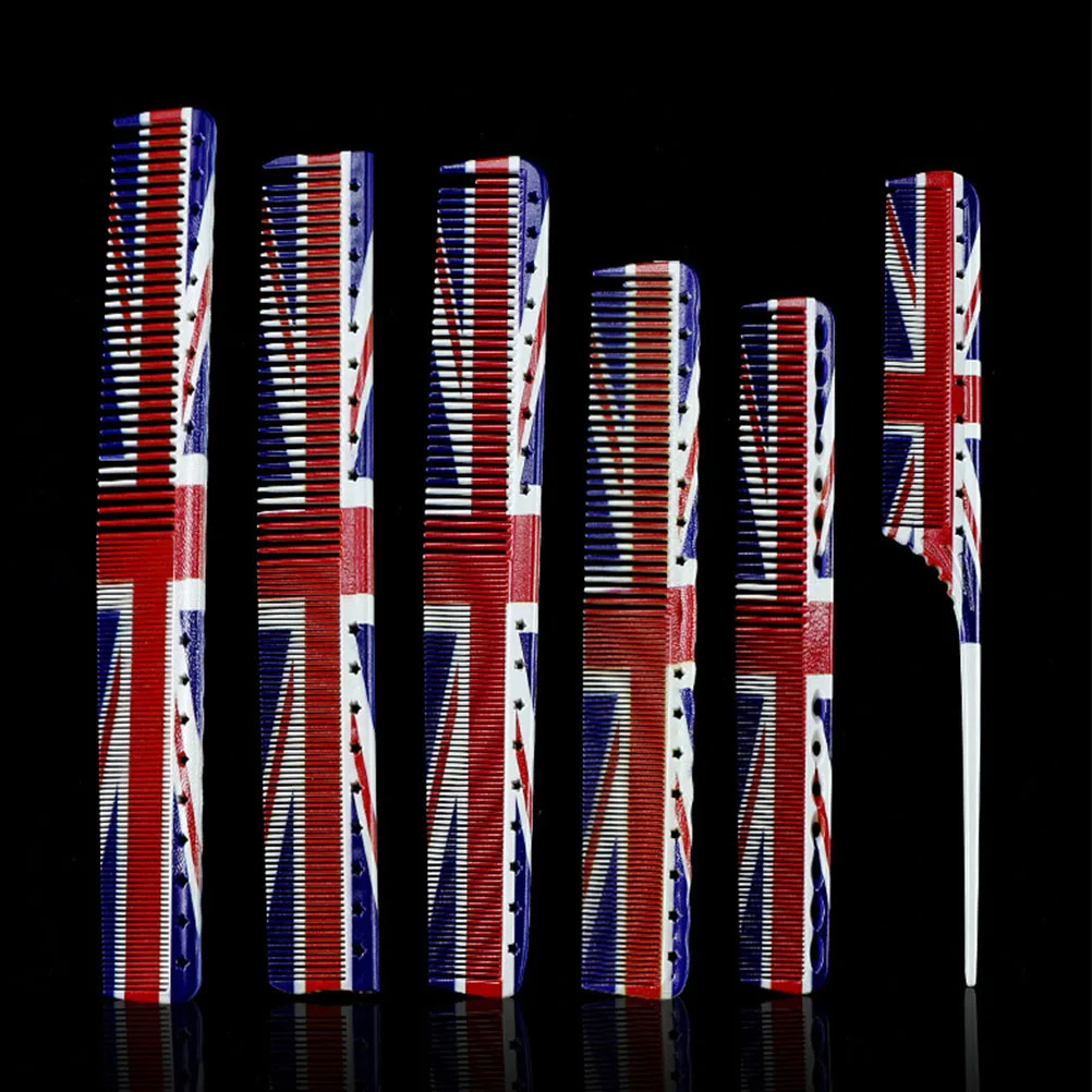 

6Pcs Rainbow Comb Set Plastic Styling Combs Durable Fine Coarse Tail Comb Salon Hairdressing Detangling Brush Anti-Static Hair