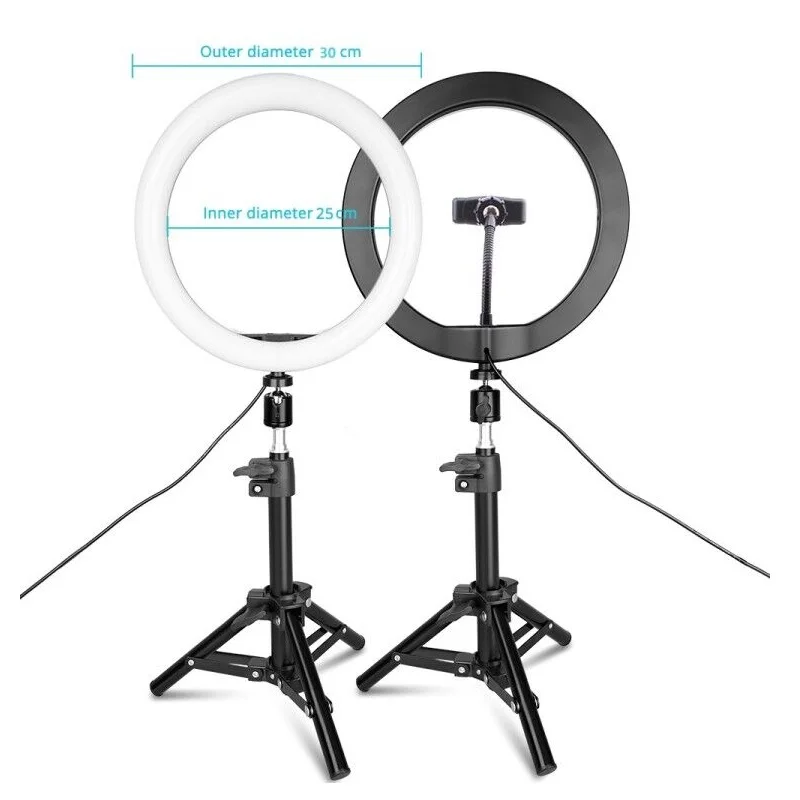 TRAVOR 12 Inch USB Ring Light Dimmable Video Lamp with 45cm Tripod for Studio Photography YouTube Makeup Lighting Ringlight