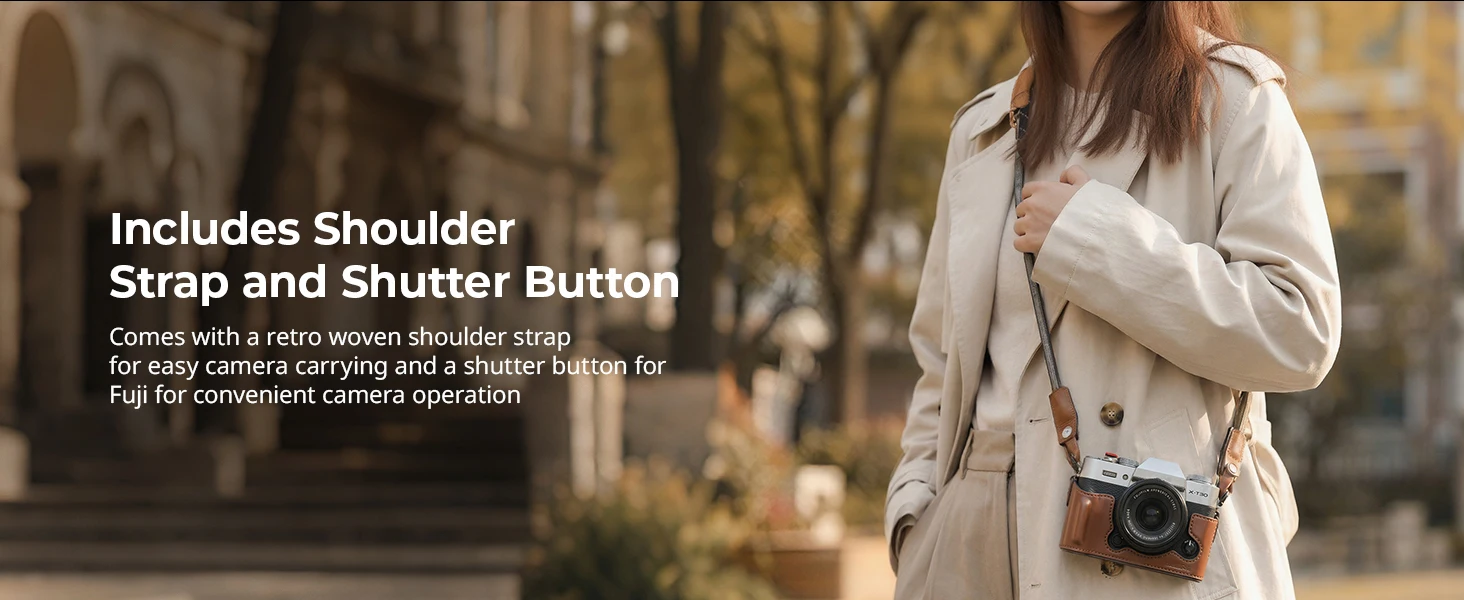 SmallRig X-T30 III Leder-Halbgehäuse-Set für FUJIFILM X-T30 / X-T30 II / X-T30 III, mit Schultergurt-Flachschlüssel Retro-Ästhetik – Detail 7