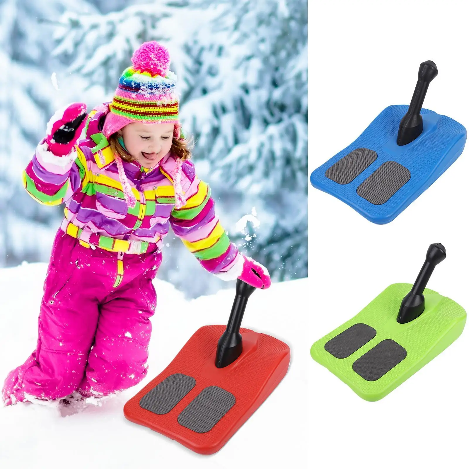 Sanki Śnieżne Składane Zimowe Zabawki z Uchwytem Skuter Śnieżny Dla Dorosłych Dzieci Rodziny Na Zewnątrz Podwórko Wyścigi Trening Piasek Trawa