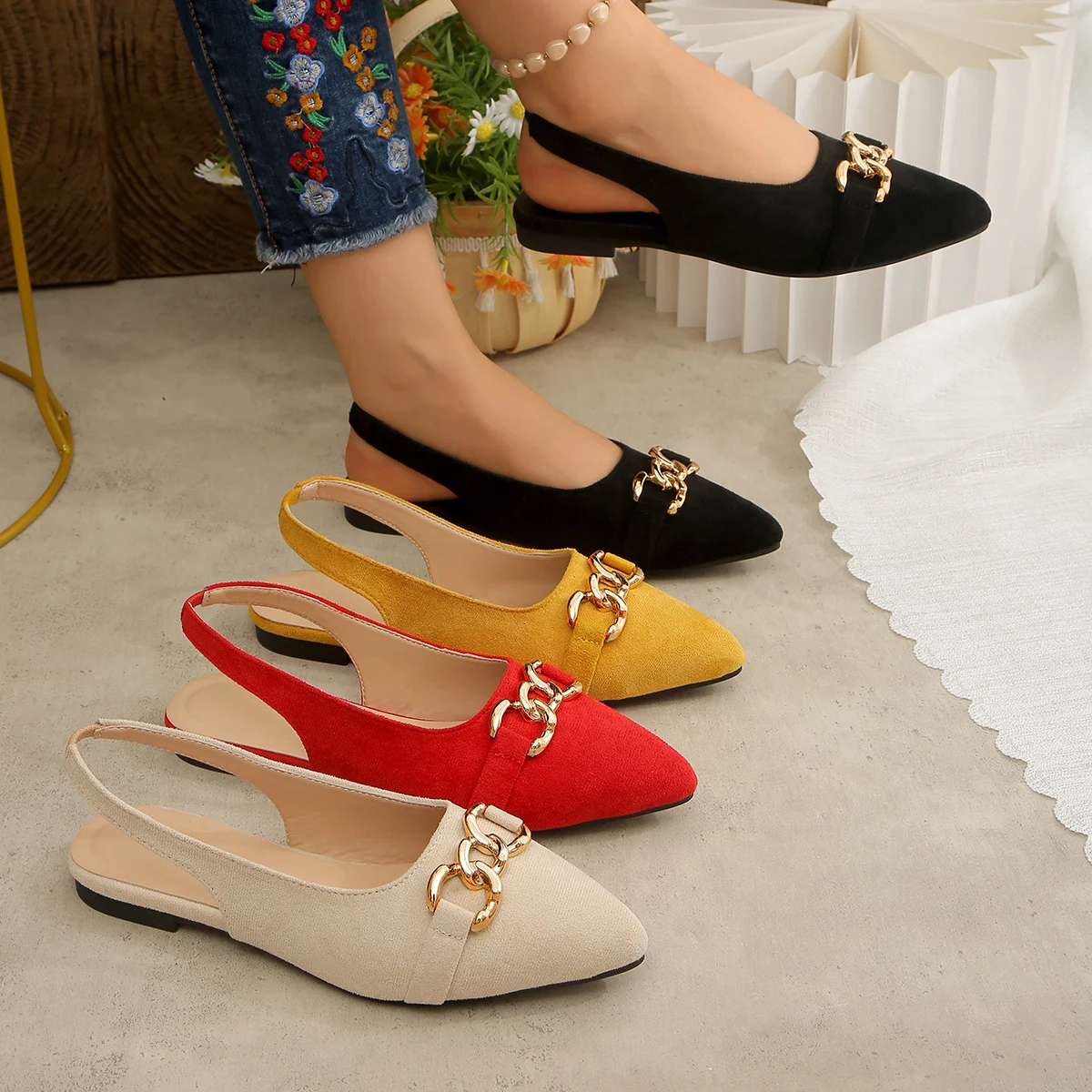 

Женские сандалии в стиле ретро, модные туфли на низком каблуке, замшевая офисная женская обувь с открытой пяткой, элегантные женские сандалии без шнуровки высокого качества на плоской подошве