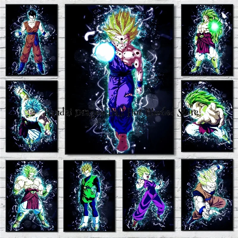 High Quality Canvas Painting Hot-blooded Dragon Ball Broly Gohan Art Poster Picture Room Bedroom Decoration Paintings Kids Anime