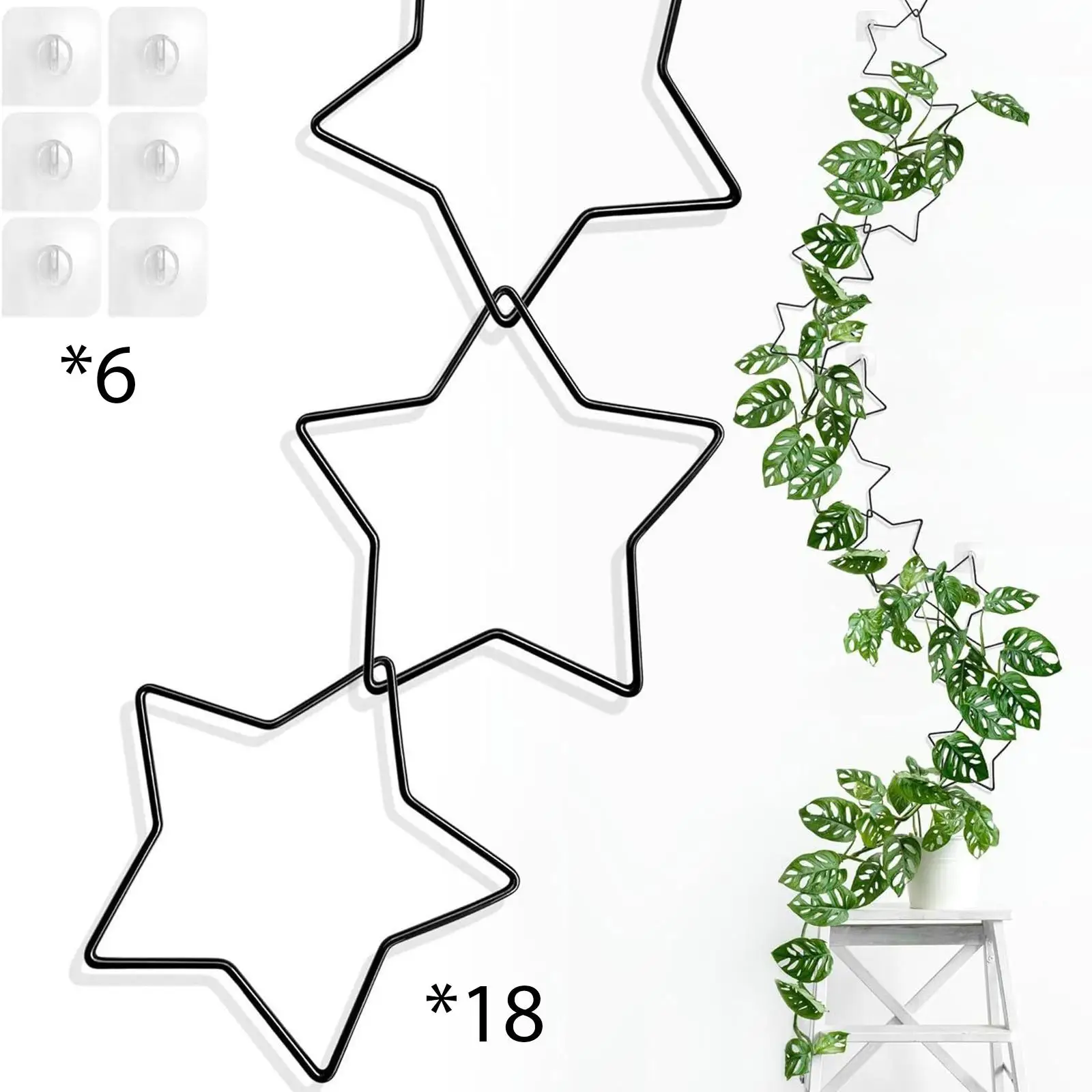 Outdoor Climbing Plant Trellis Metal Chain Adjustable Star Design for Garden Fence Separator Flower Vine Support Home