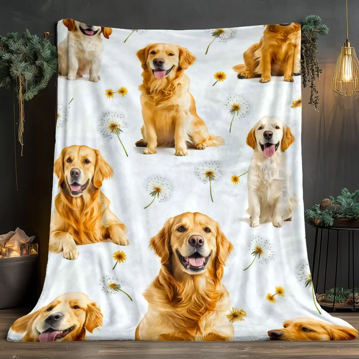 1pc of Blanket Featuring Golden Retrievers - a Lightweight Throw Suitable for The Sofa, Outdoor Use, Camping, Living Room, Offic