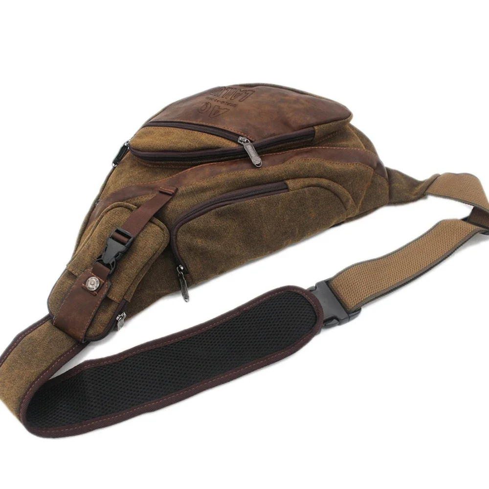 Bandolera de lona de alta calidad para hombre, bolso de pecho cruzado para ordenador portátil, mochila para subir a la espalda, bolso de un solo