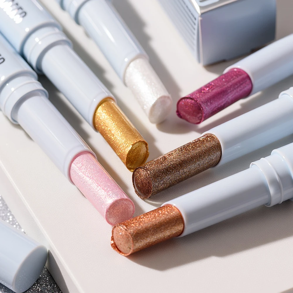 Beauty Glazed 6 色スパークリング ゼリー アイシャドウ スティック、パール ファイン チューブ ファイン グリッター デリケート ゼリー ハイライト コンター スティック