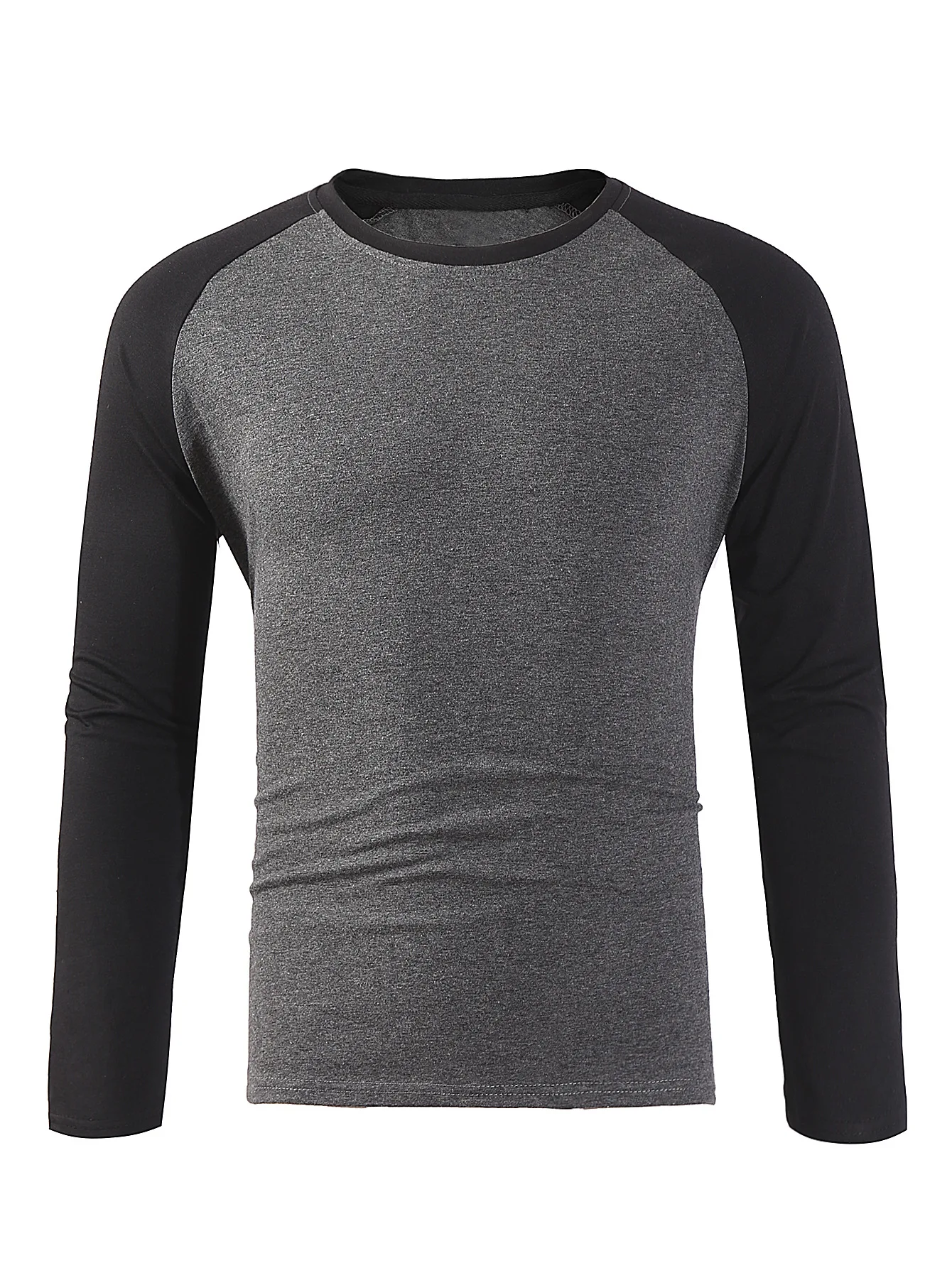 Men's casual long-sleeved crewneck T-shirt loose breathable large-size base shirt men's personality with rotator sleeve top men